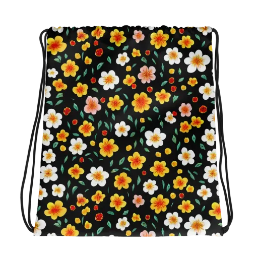 Sunlit Blossoms on a Drawstring Bag
