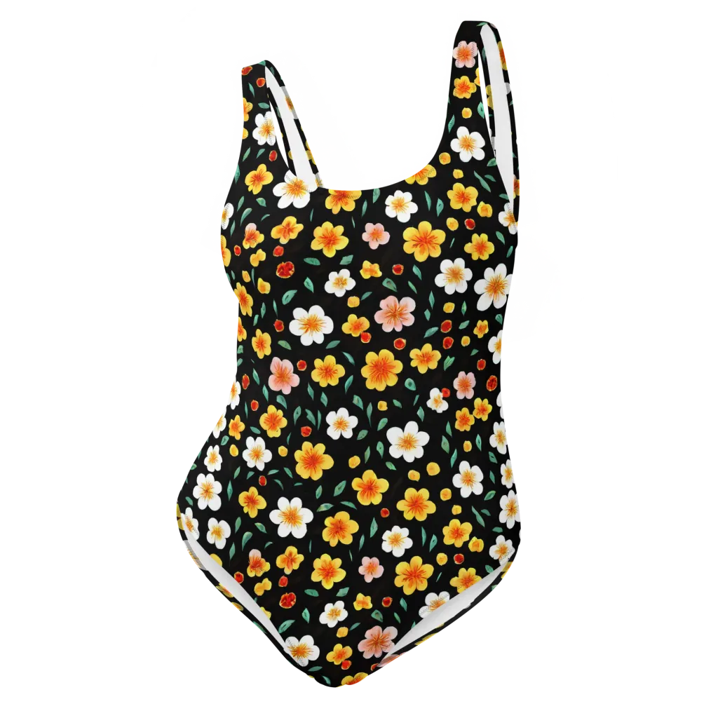 Sunlit Blossoms on One-Piece Swimsuit — Front