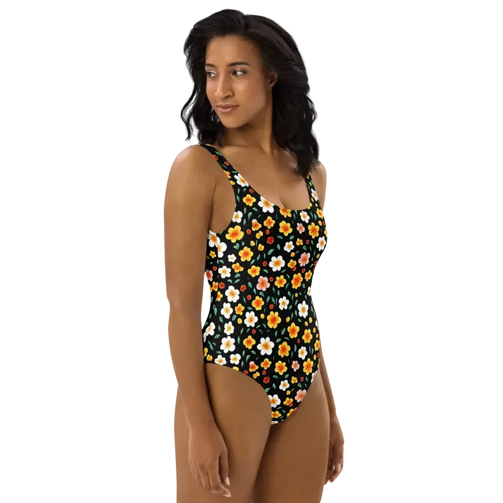 Sunlit Blossoms on One-Piece Swimsuit — Right