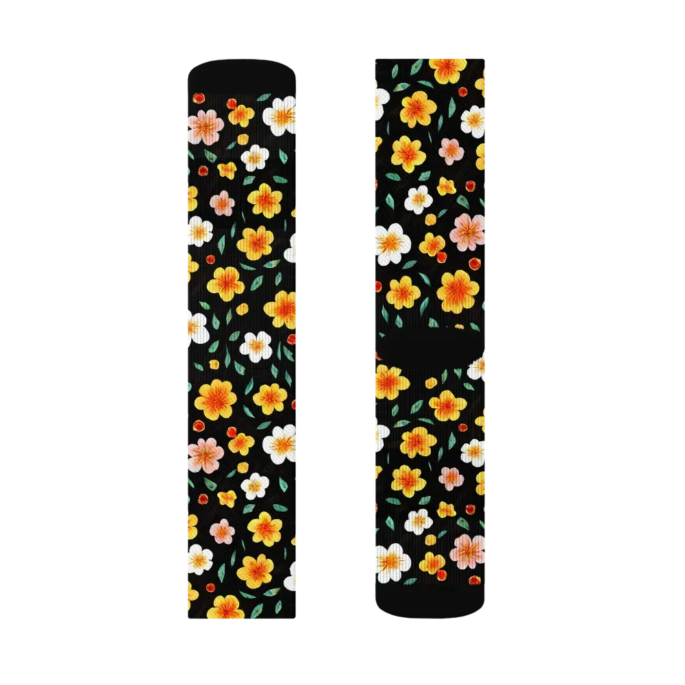 Sunlit Blossoms on Socks — Right Sock