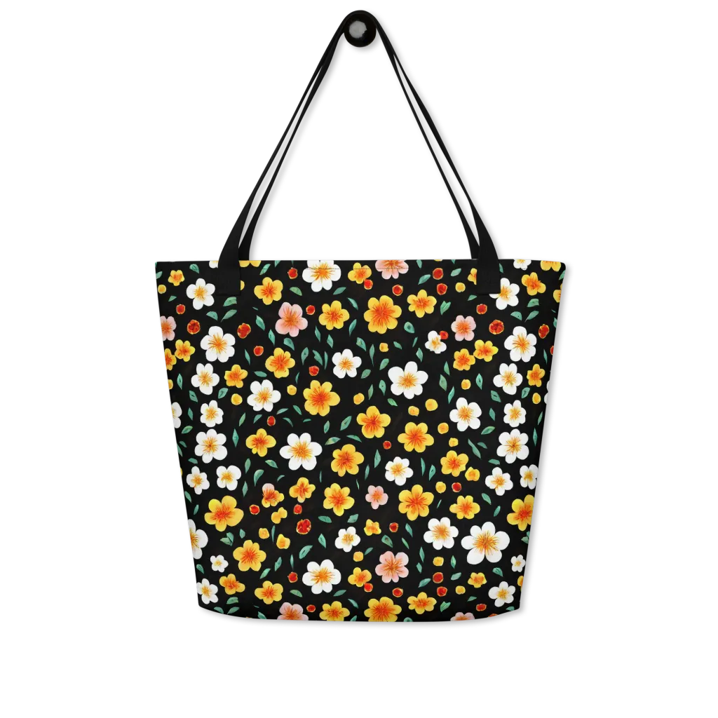 Sunlit Blossoms on Large Tote Bag W/ Pocket — Front