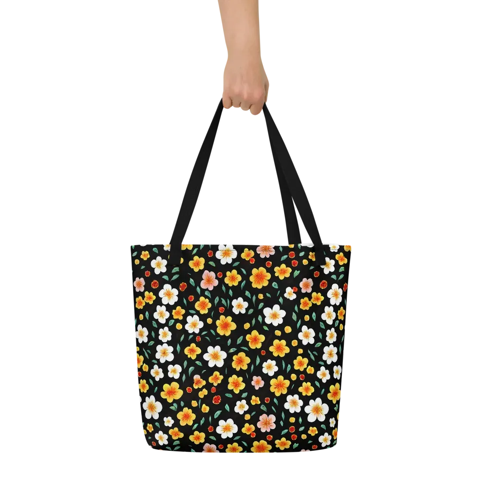 Sunlit Blossoms on Large Tote Bag W/ Pocket — Front