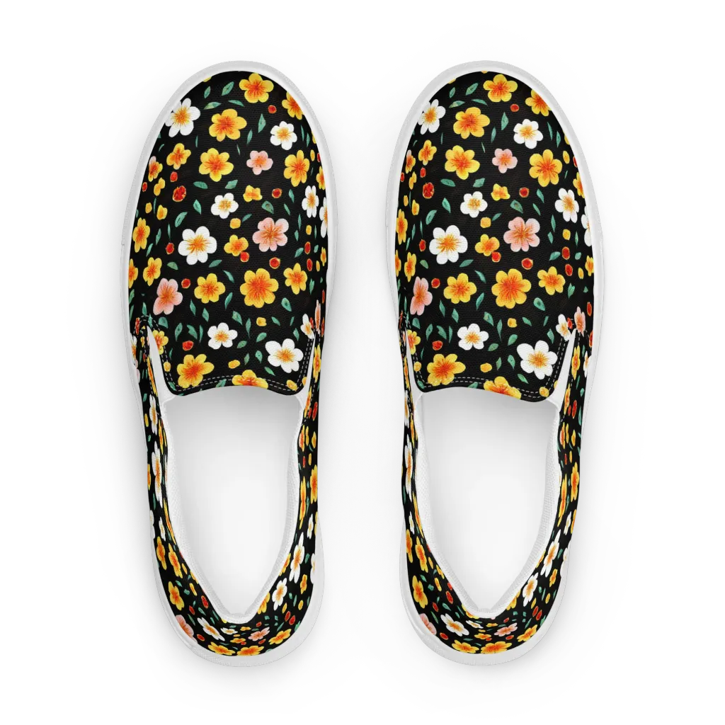 Sunlit Blossoms on Women's Slip-On Canvas Shoes — Front