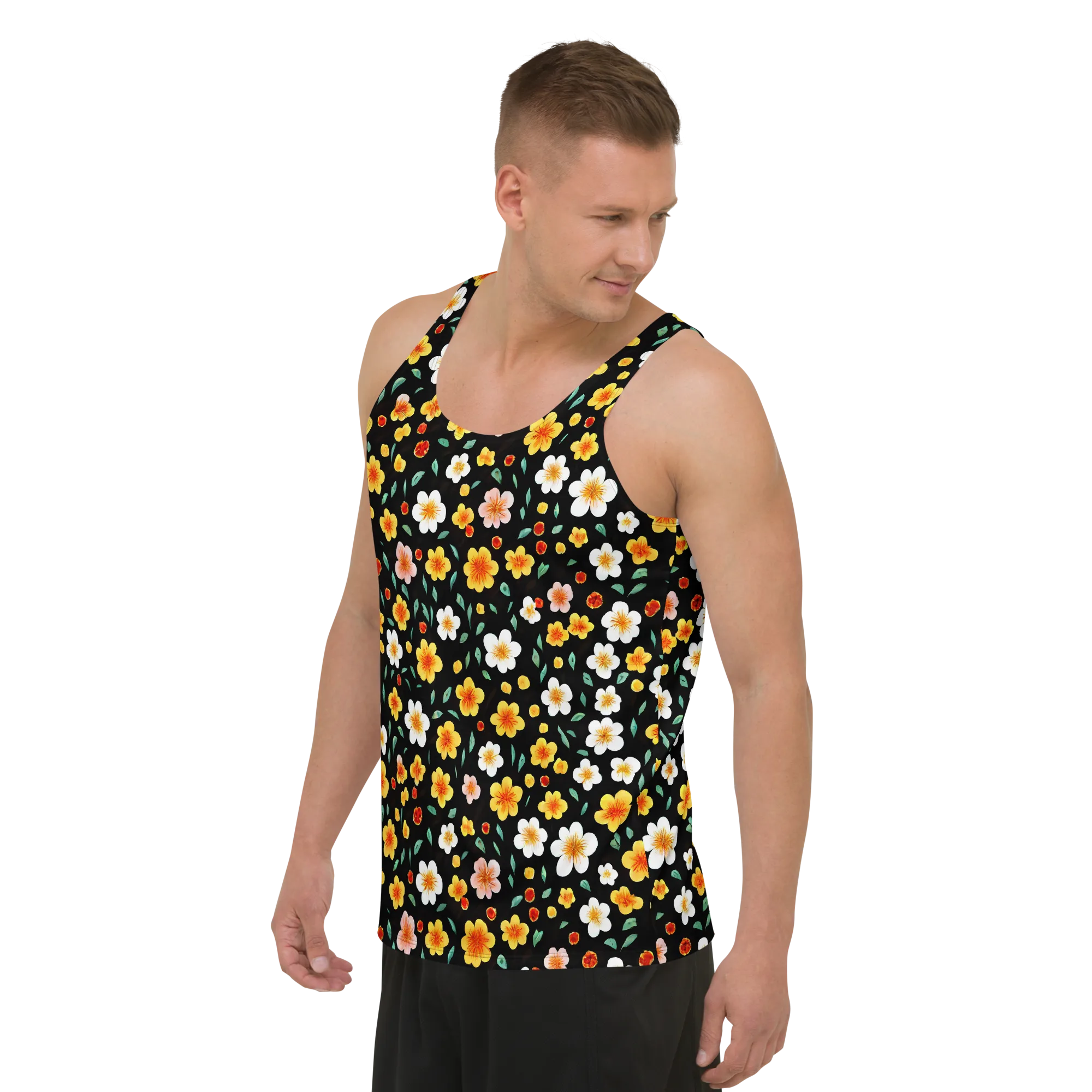Sunlit Blossoms on Men's Tank Top — Left Front