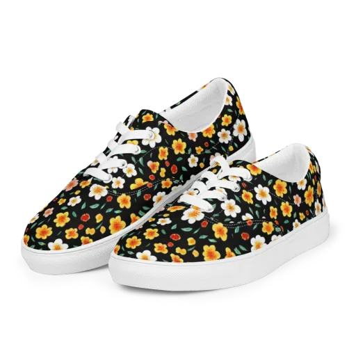 Sunlit Blossoms on a Men's Lace-Up Canvas Shoes