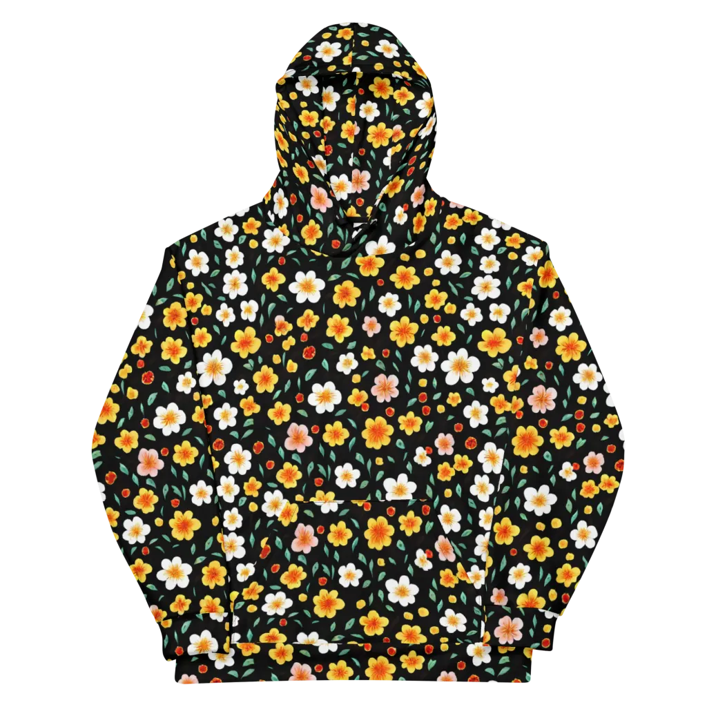 Sunlit Blossoms on Cotton Hoodie — Front