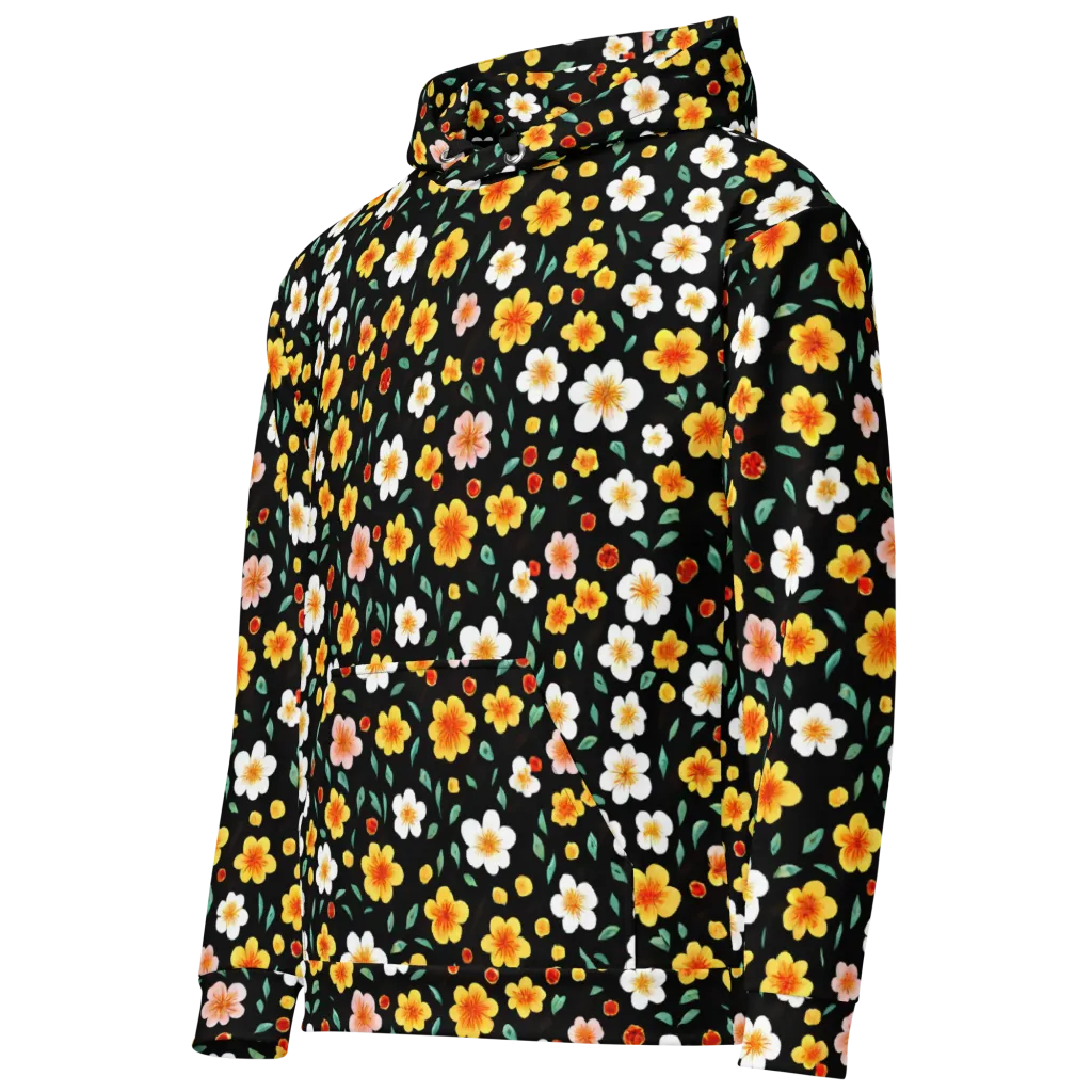 Sunlit Blossoms on Cotton Hoodie — Left Front
