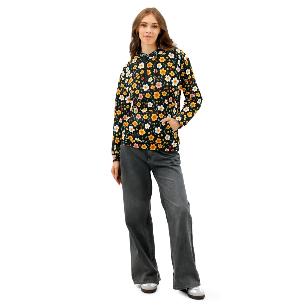 Sunlit Blossoms on Cotton Hoodie — Front