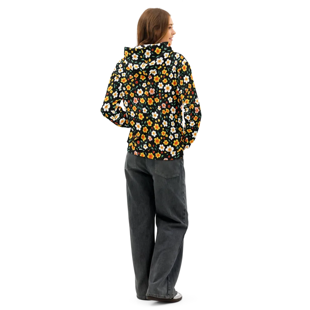 Sunlit Blossoms on Cotton Hoodie — Back