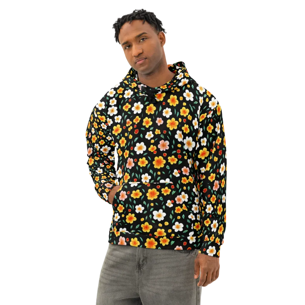 Sunlit Blossoms on Cotton Hoodie — Left Front