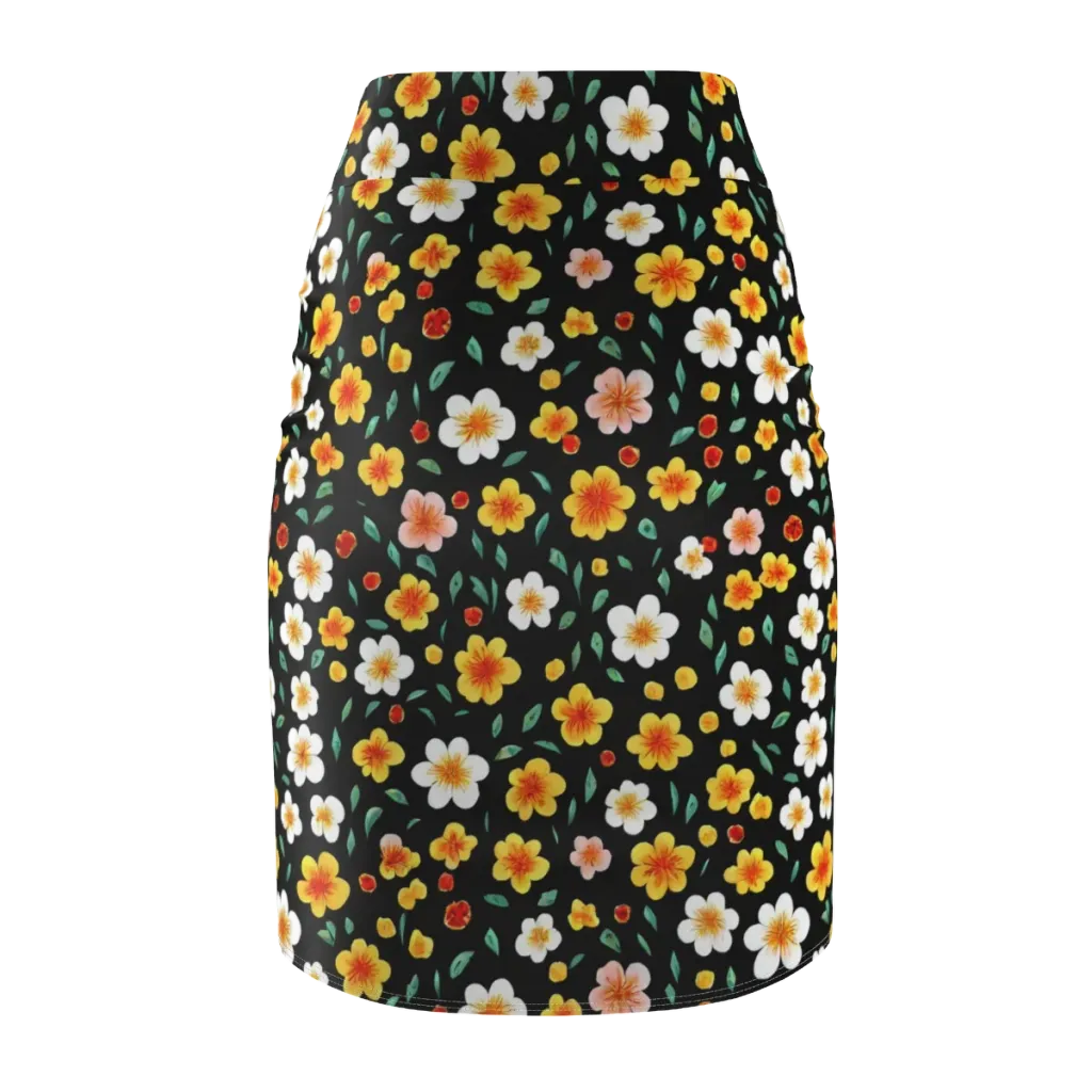 Sunlit Blossoms on Pencil Skirt — Back