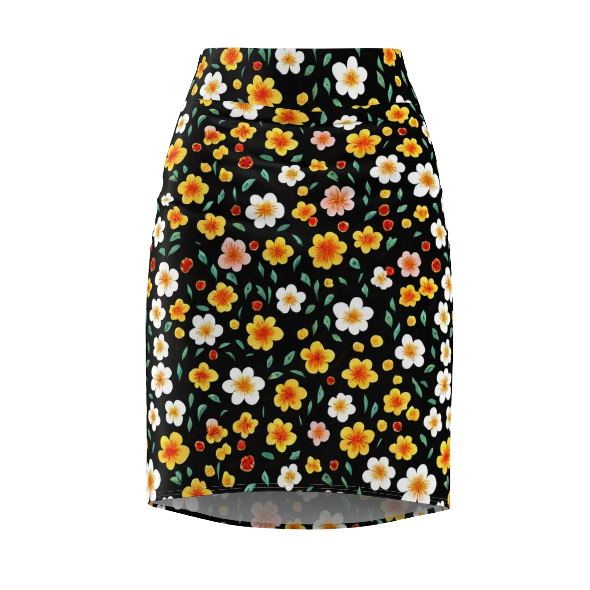 Sunlit Blossoms on Pencil Skirt — Front