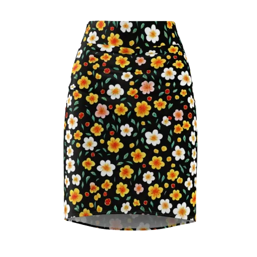 Sunlit Blossoms on a Pencil Skirt