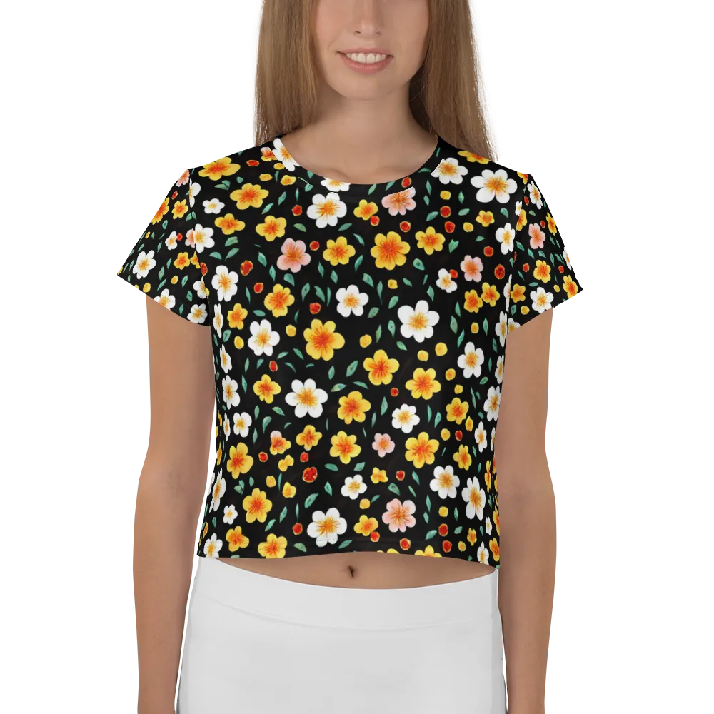 Sunlit Blossoms on Crop Tee — Front
