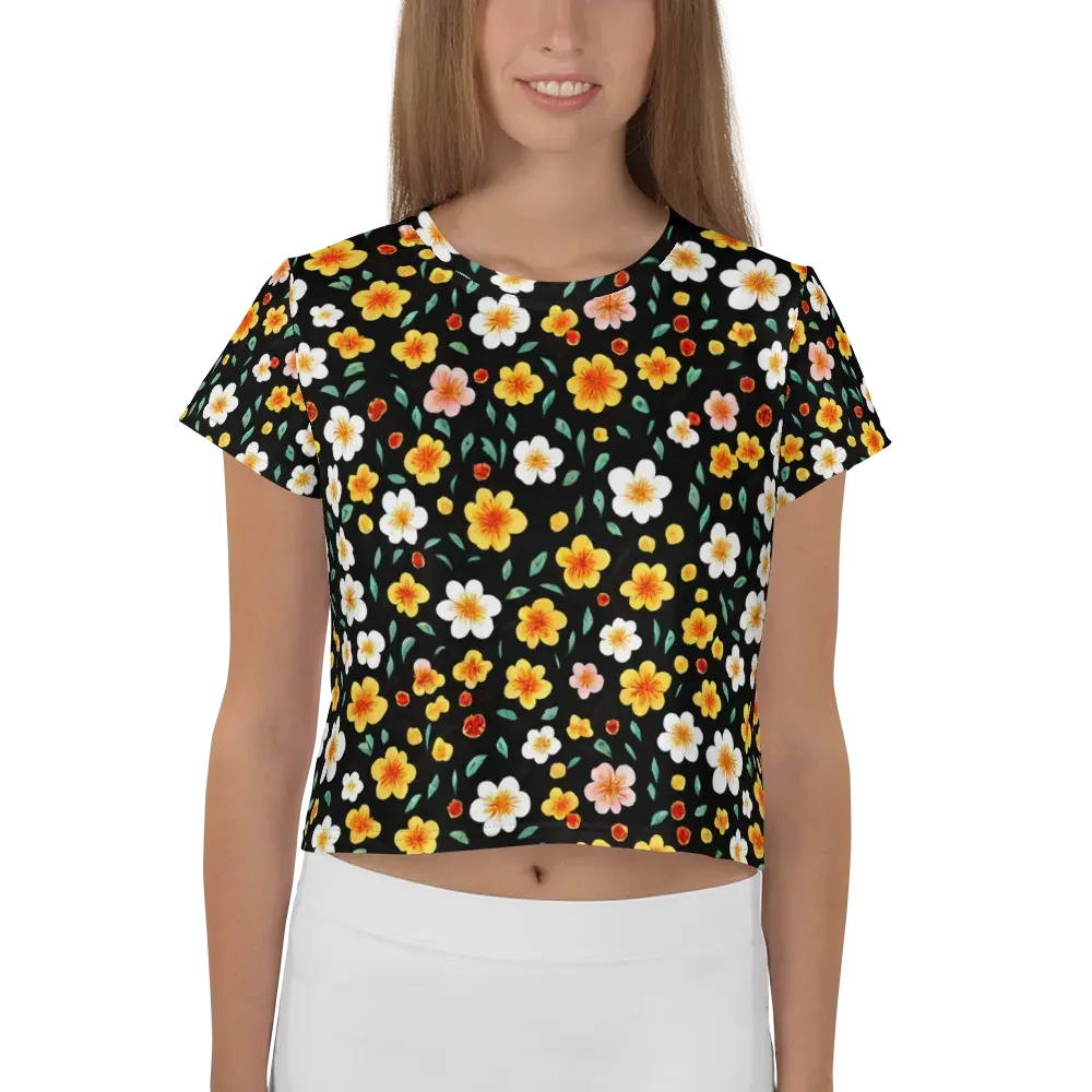 Sunlit Blossoms on Crop Tee — Front