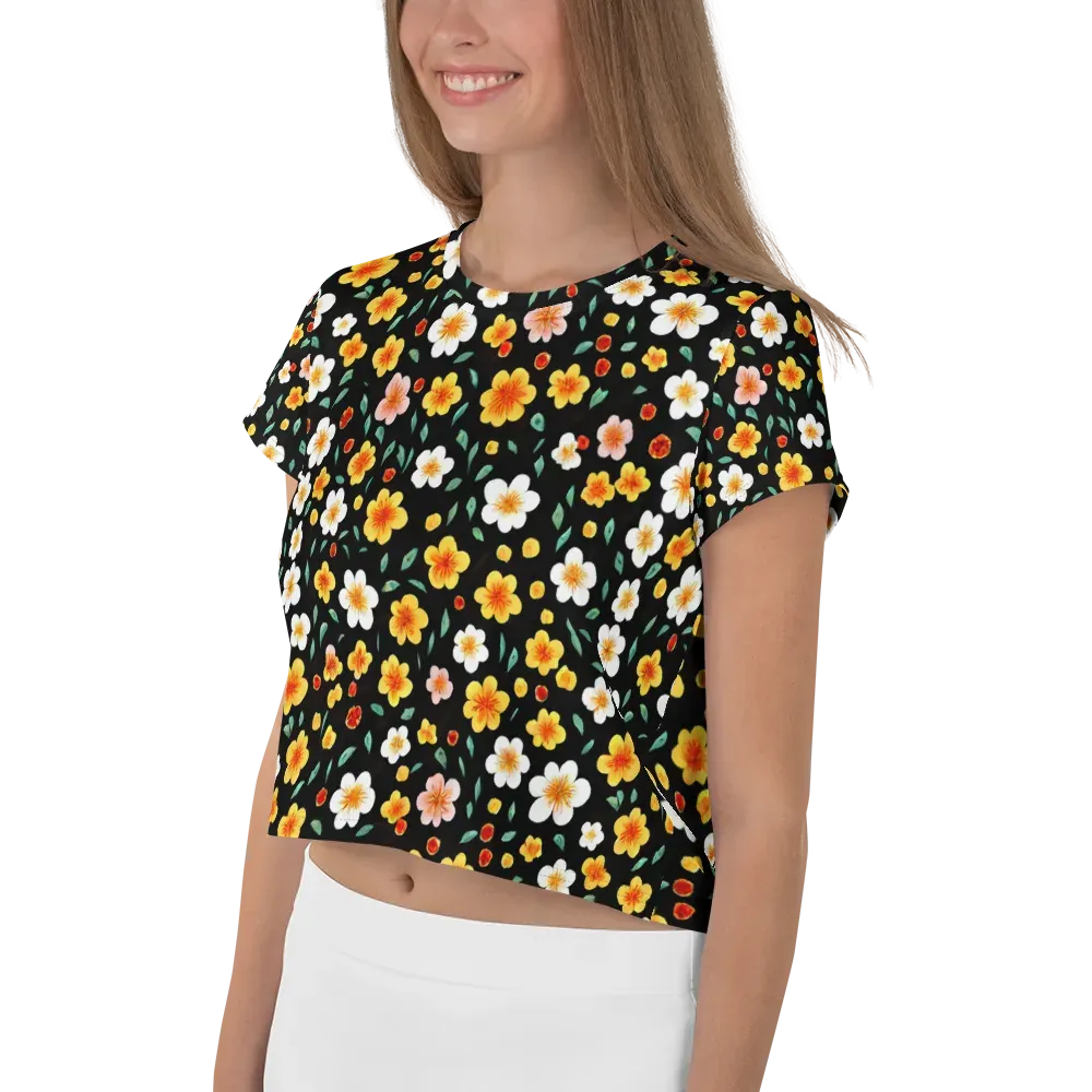 Sunlit Blossoms on Crop Tee — Left