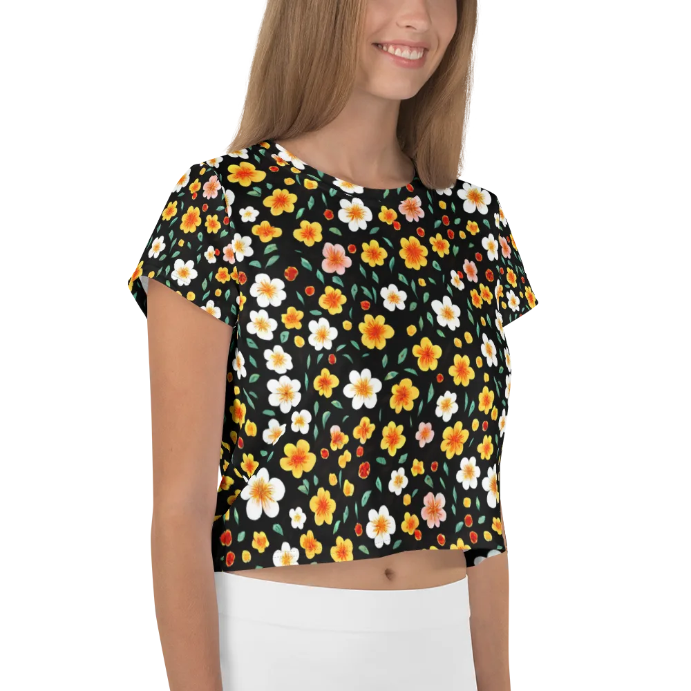 Sunlit Blossoms on Crop Tee — Right