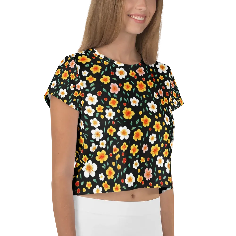 Sunlit Blossoms on Crop Tee — Right