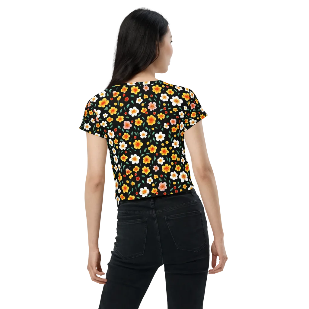 Sunlit Blossoms on Crop Tee — Back