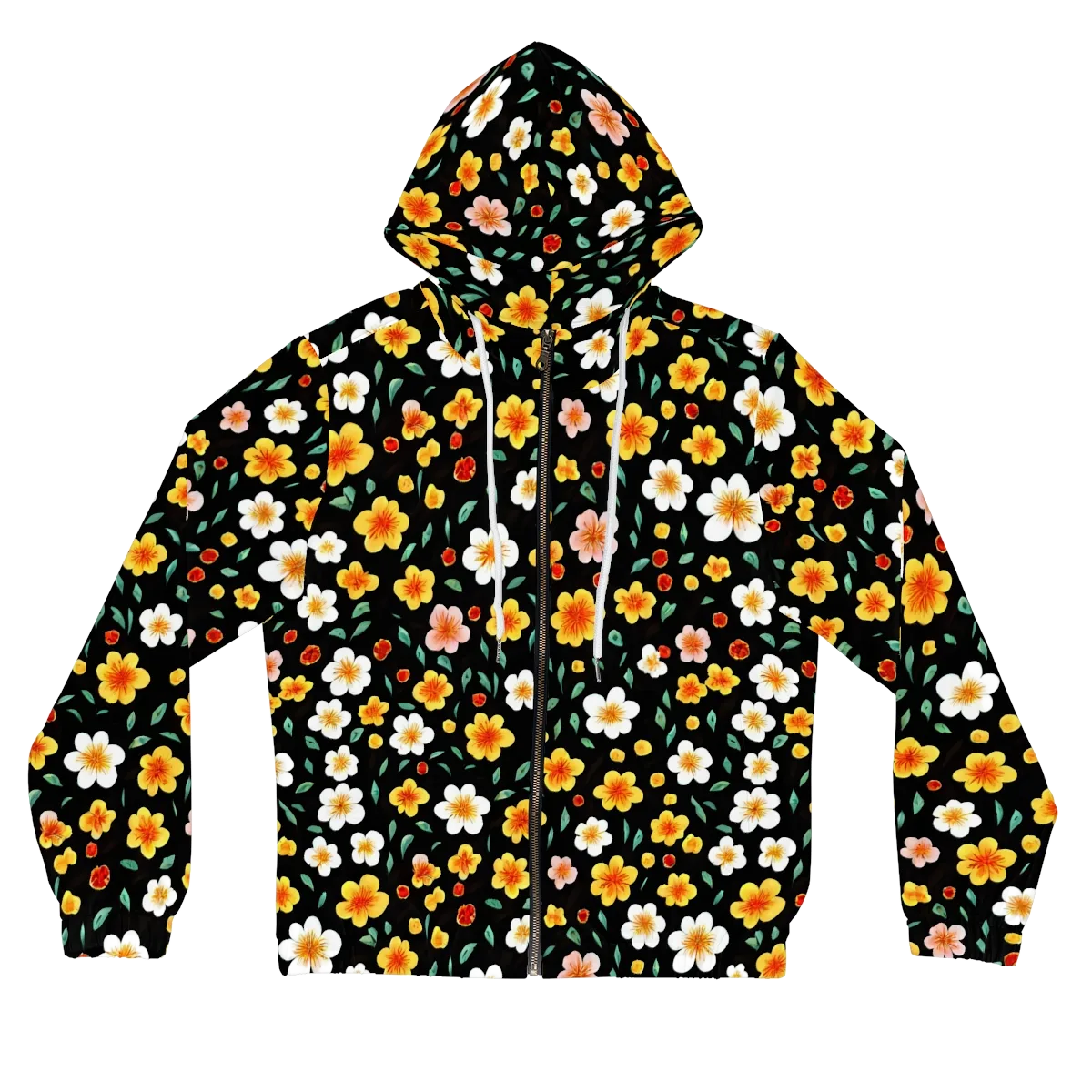 Sunlit Blossoms on Women's Full-Zip Hoodie — Front