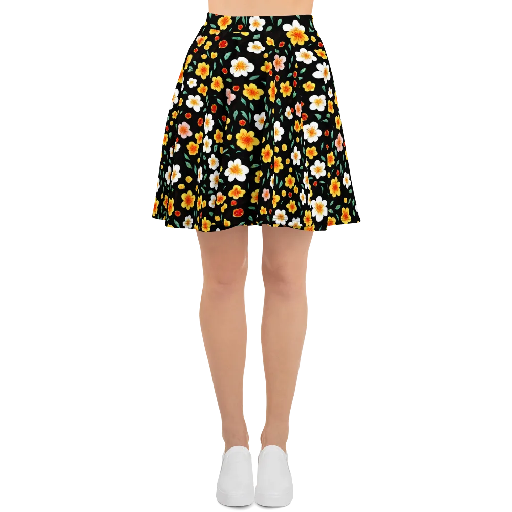 Sunlit Blossoms on Skater Skirt — Front