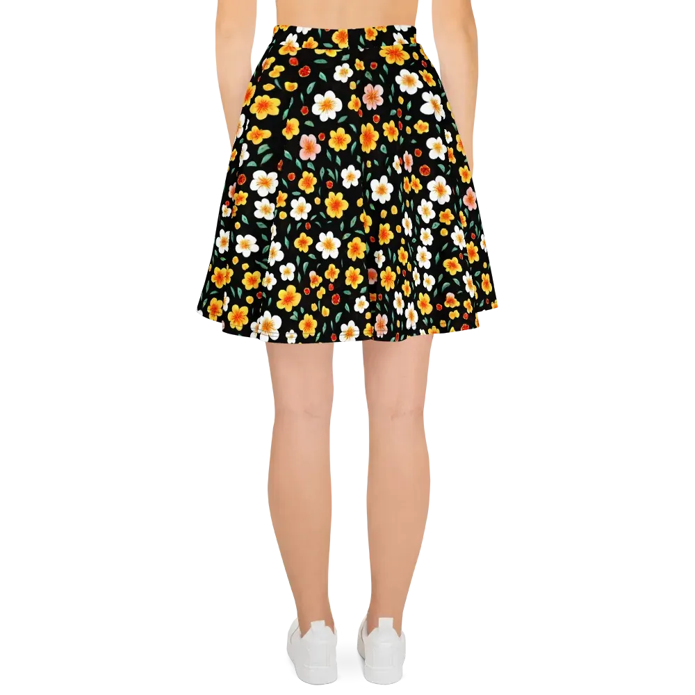 Sunlit Blossoms on Skater Skirt — Back