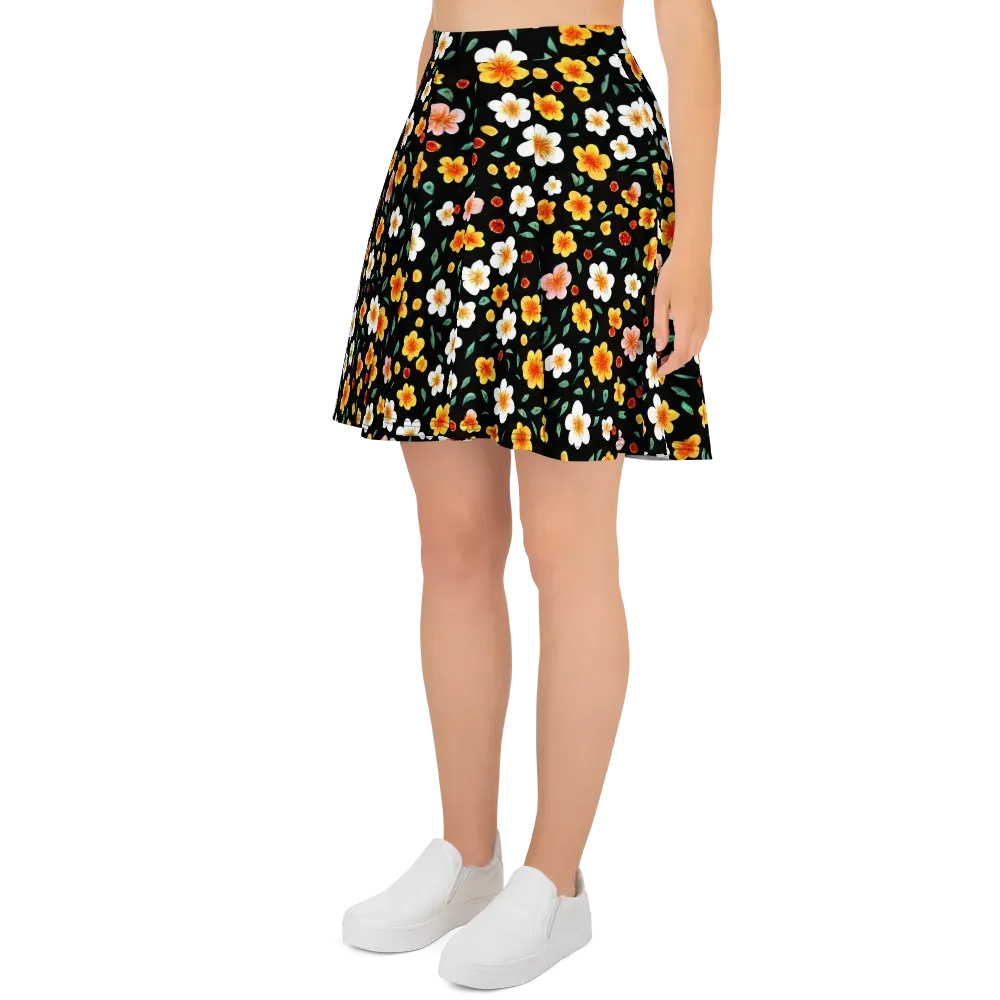 Sunlit Blossoms on Skater Skirt — Left