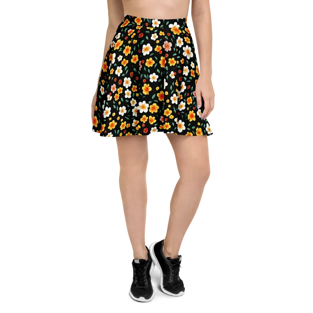 Sunlit Blossoms on Skater Skirt — Front