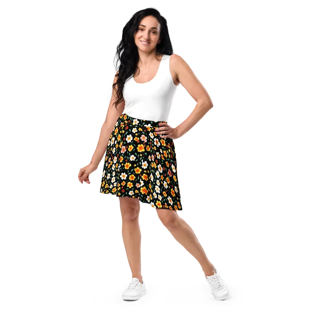 Sunlit Blossoms on Skater Skirt — Front