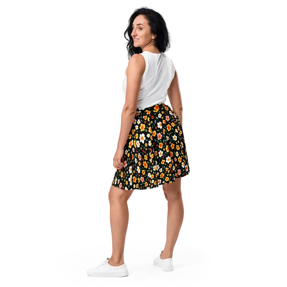 Sunlit Blossoms on Skater Skirt — Back