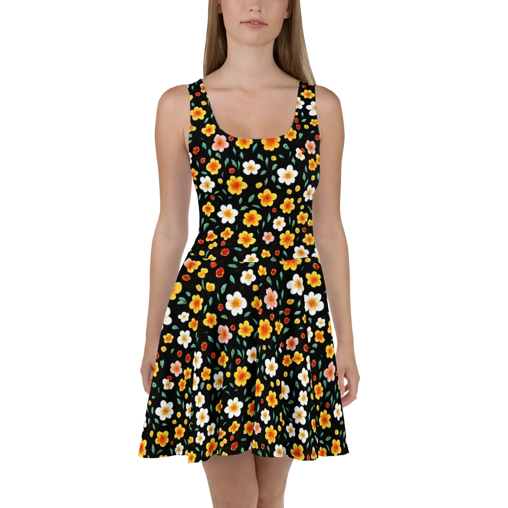 Sunlit Blossoms on Skater Dress — Front