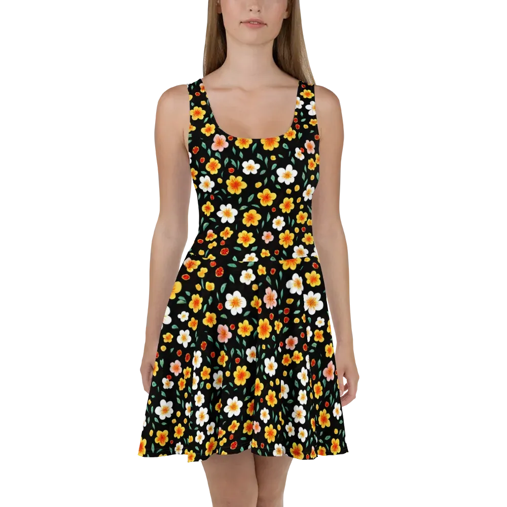 Sunlit Blossoms on Skater Dress — Front