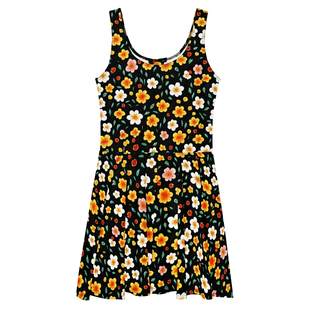 Sunlit Blossoms on Skater Dress — Front