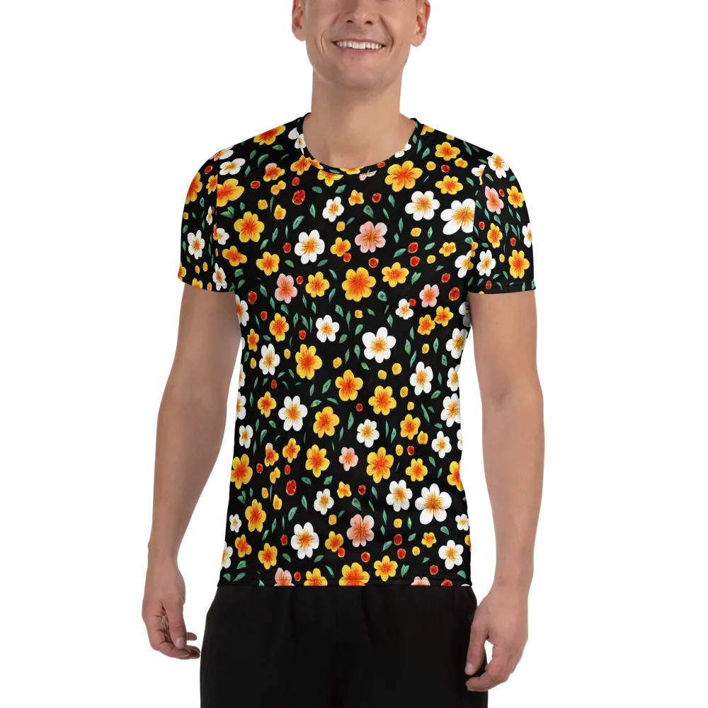 Sunlit Blossoms on Men's Athletic T-Shirt — Front