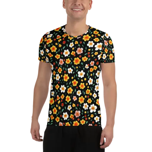Sunlit Blossoms on a Men's Athletic T-Shirt