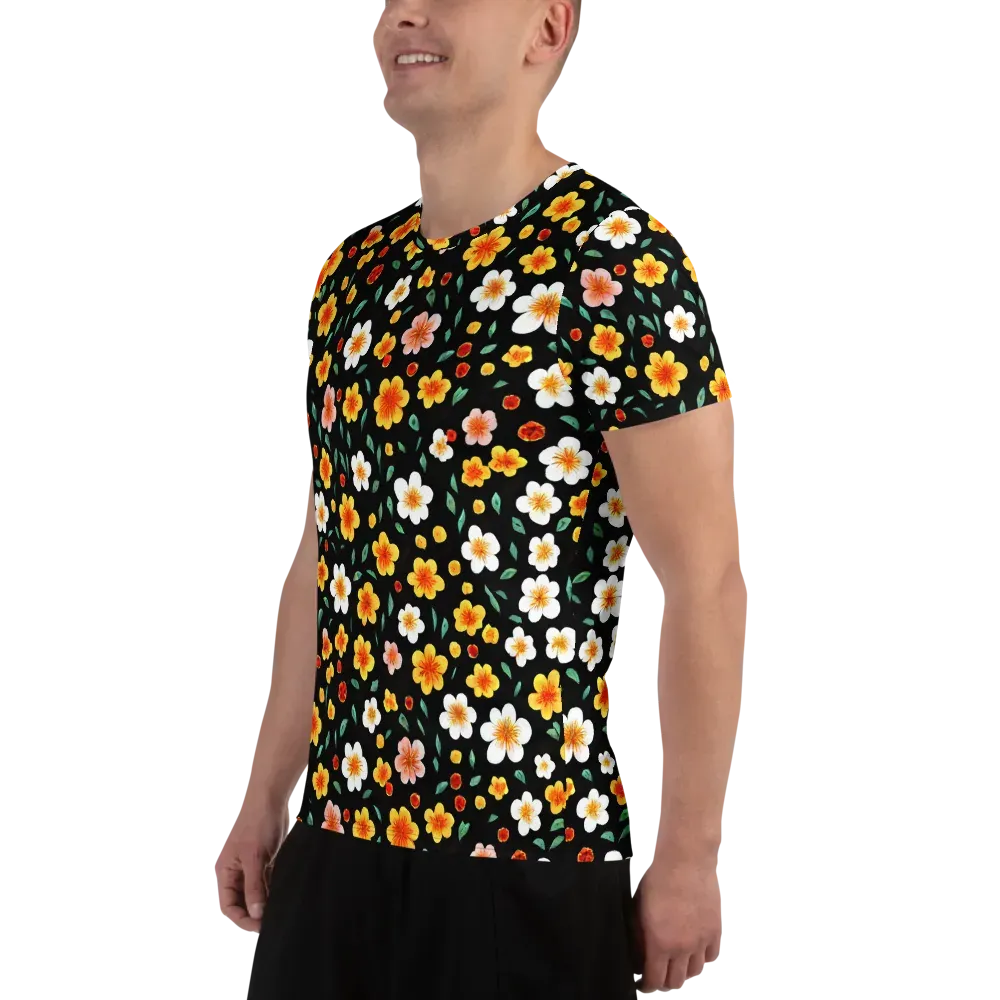 Sunlit Blossoms on Men's Athletic T-Shirt — Left