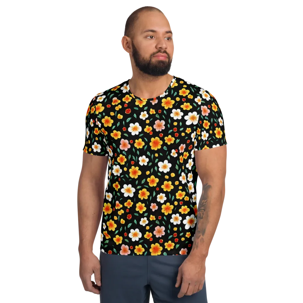 Sunlit Blossoms on Men's Athletic T-Shirt — Front