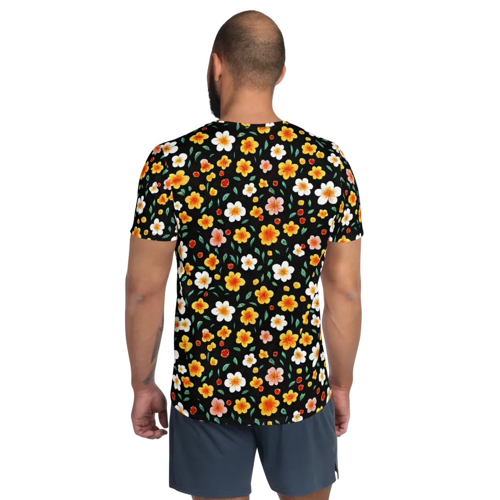 Sunlit Blossoms on Men's Athletic T-Shirt — Back