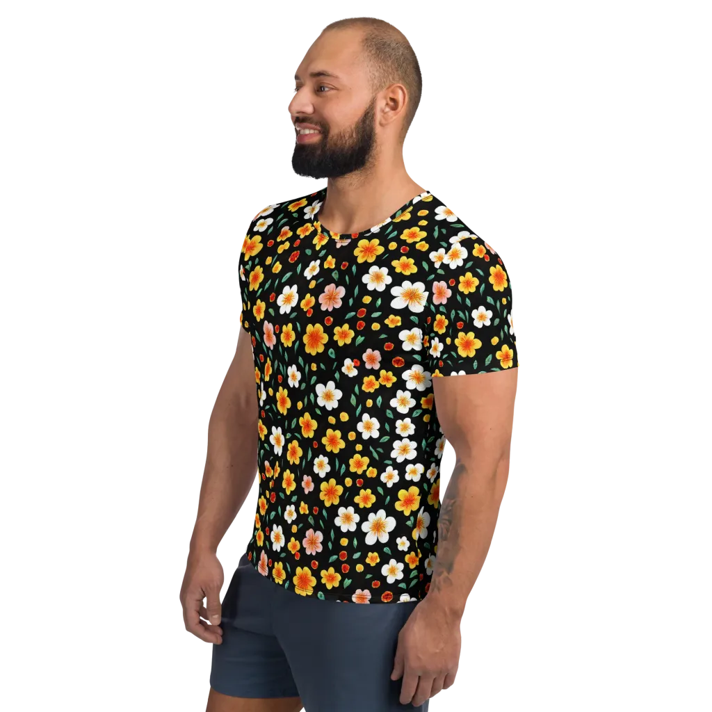 Sunlit Blossoms on Men's Athletic T-Shirt — Left