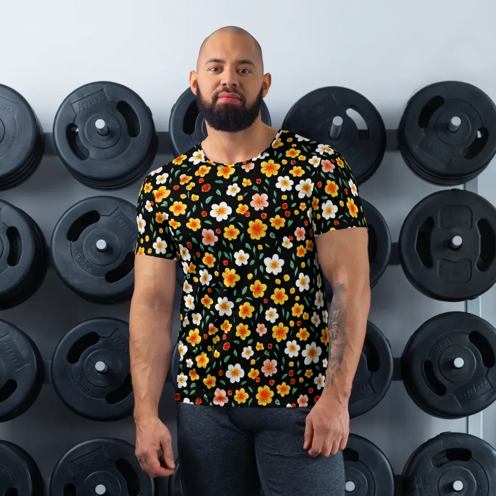Sunlit Blossoms on Men's Athletic T-Shirt — Front