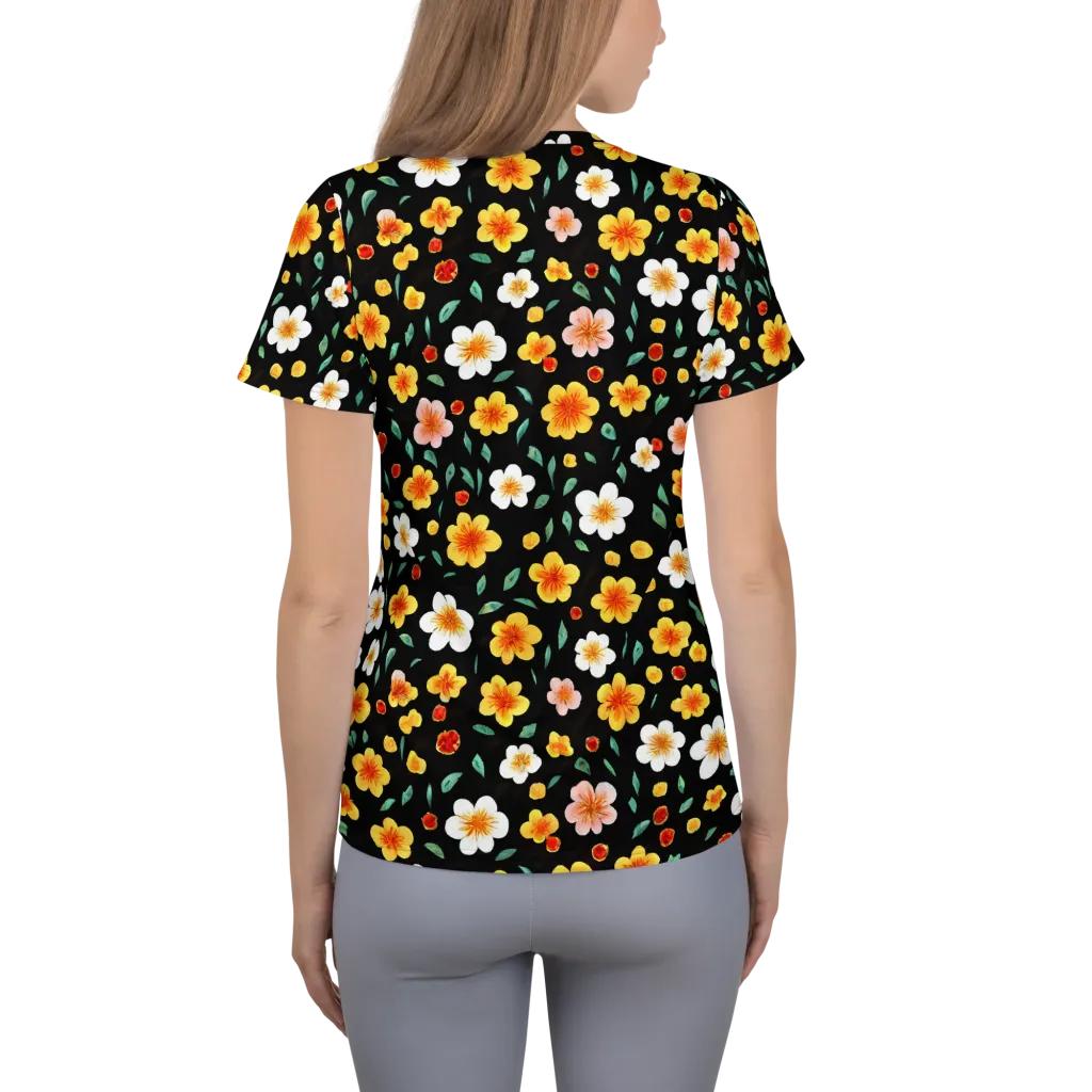 Sunlit Blossoms on Women's Athletic T-Shirt — Back