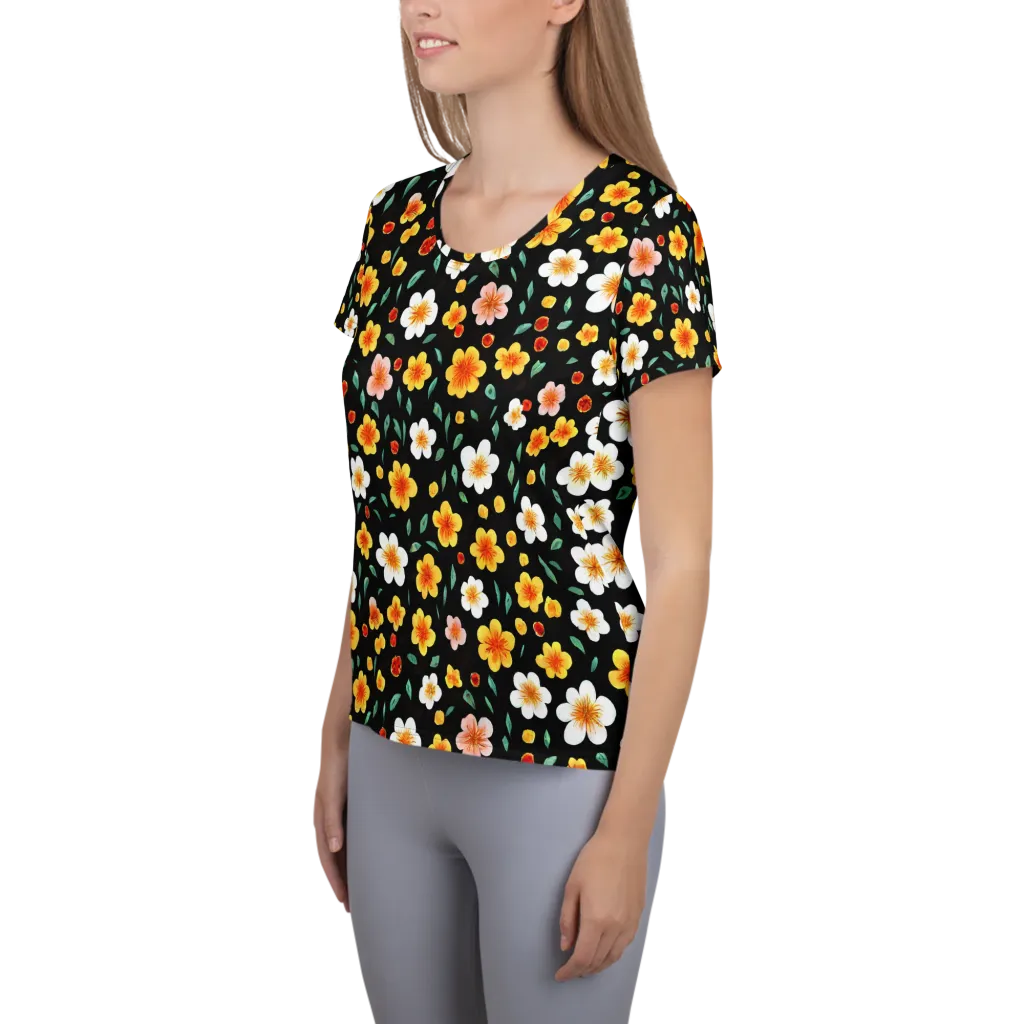 Sunlit Blossoms on Women's Athletic T-Shirt — Left