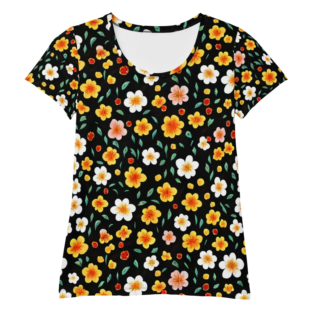 Sunlit Blossoms on Women's Athletic T-Shirt — Front