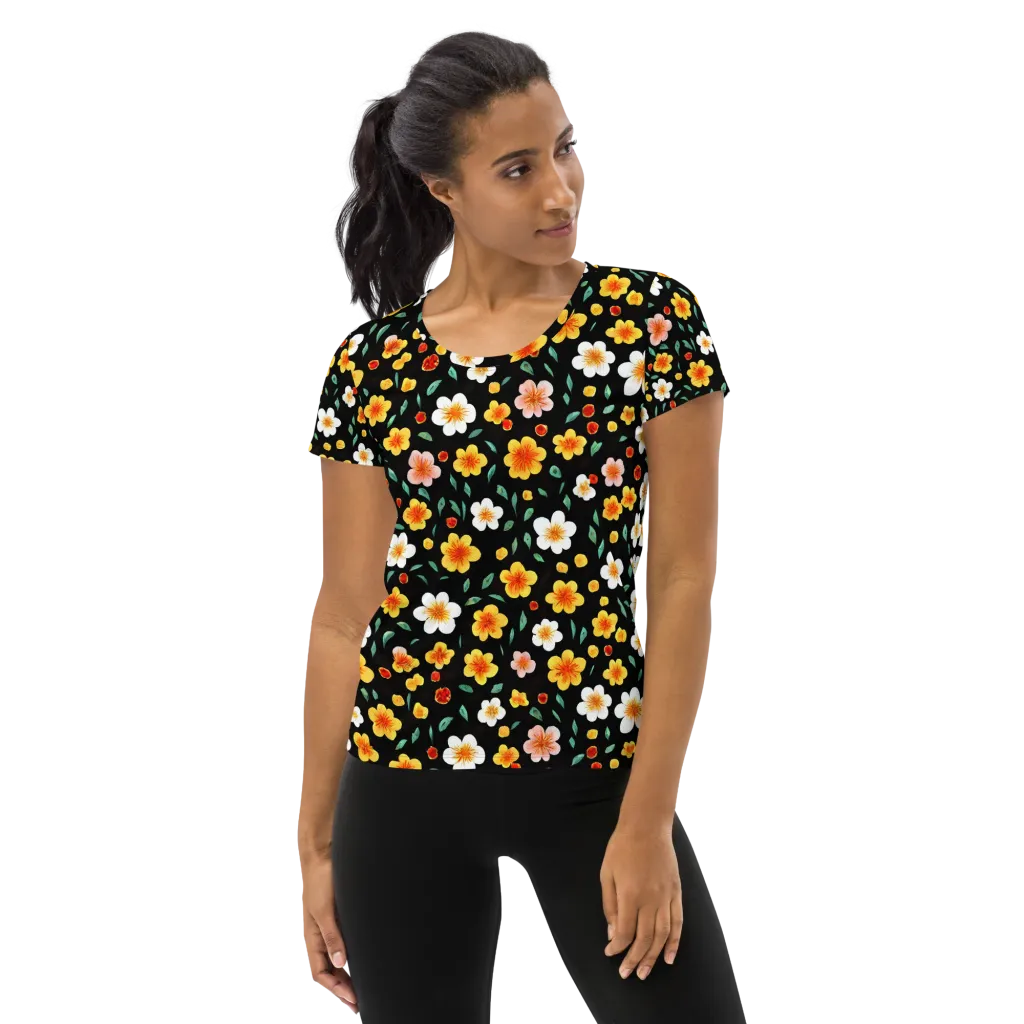 Sunlit Blossoms on Women's Athletic T-Shirt — Front