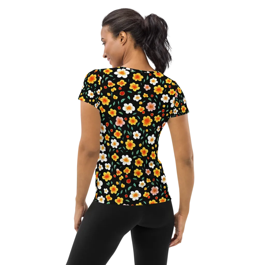 Sunlit Blossoms on Women's Athletic T-Shirt — Back
