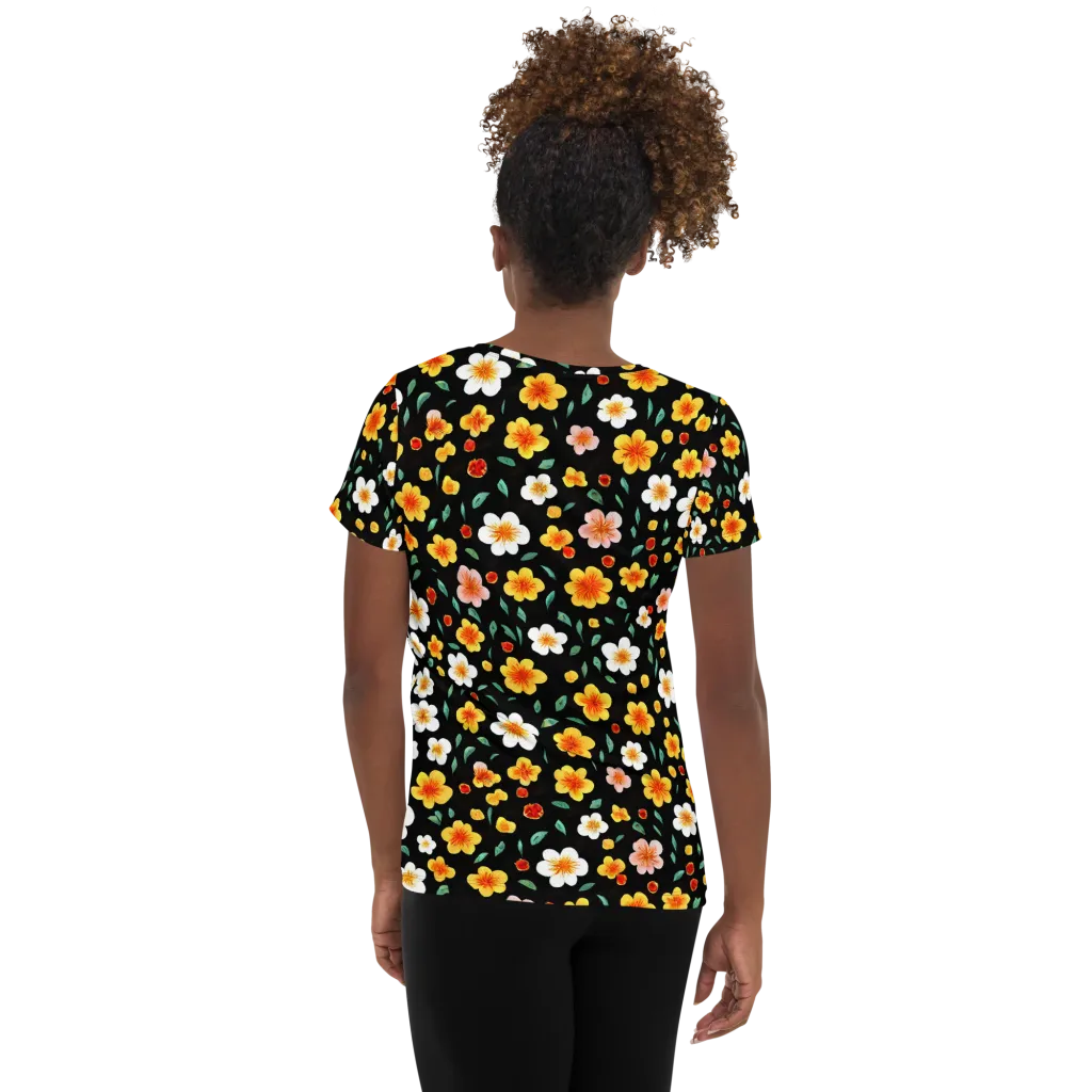 Sunlit Blossoms on Women's Athletic T-Shirt — Back