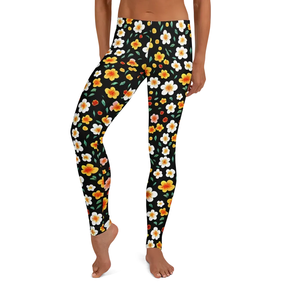 Sunlit Blossoms on Leggings — Front