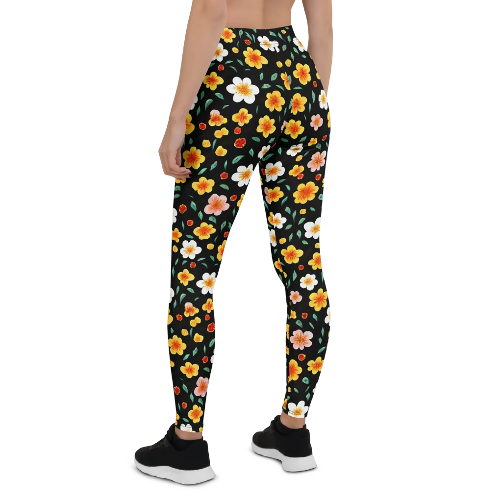 Sunlit Blossoms on Leggings — Back