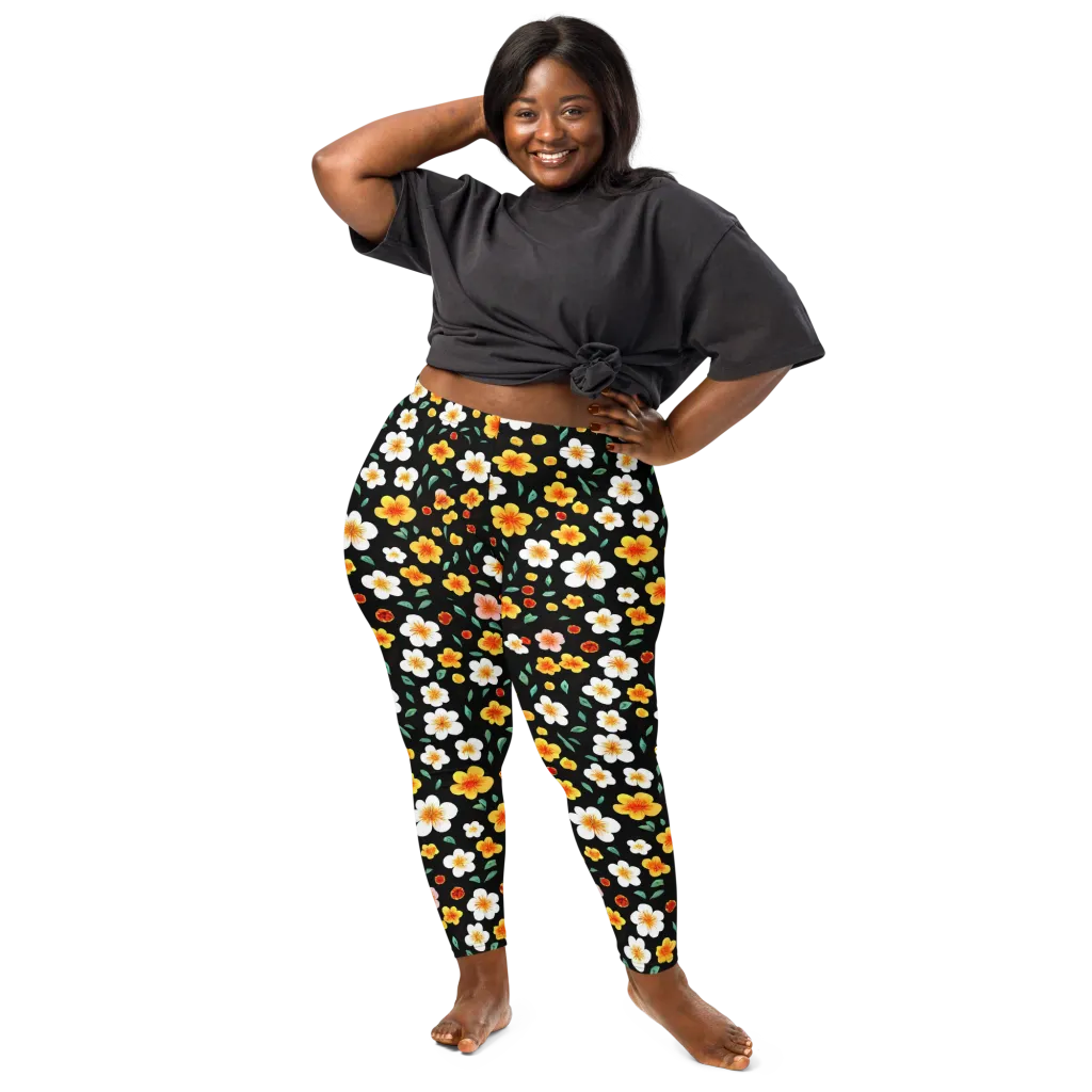 Sunlit Blossoms on Leggings — Front