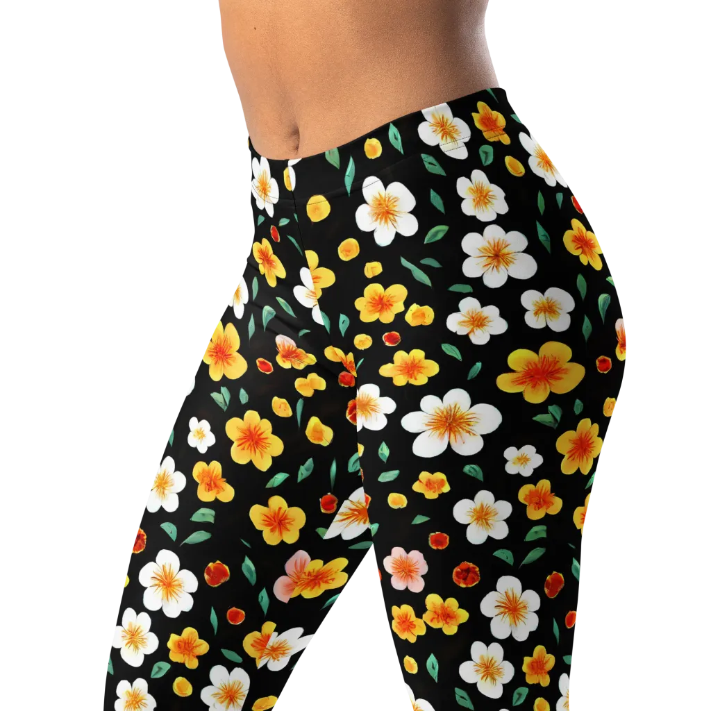 Sunlit Blossoms on Leggings — Left Front